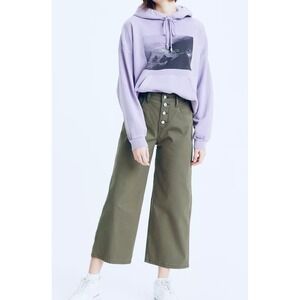 Levi's Mile High Cropped Wide‎ Leg Olive Green Button Fly Jeans Size 29